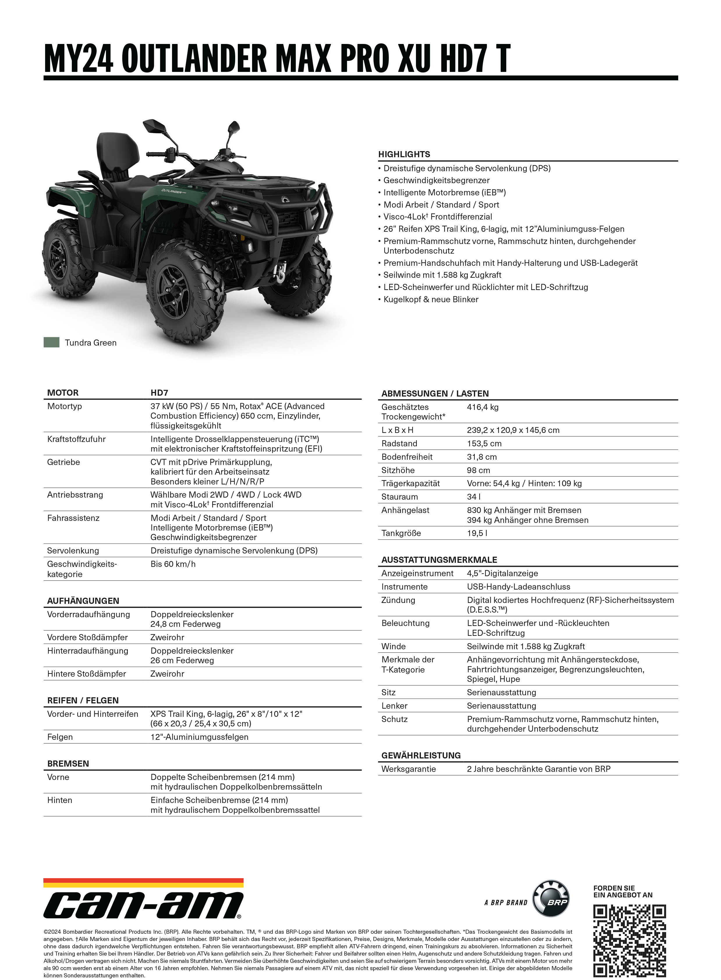 2024 BRP CanAm Outlander Max Pro XU T HD7 Watzinger Power